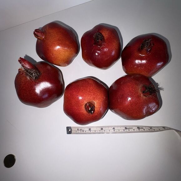 Pomegranate Faux Fruit Bowl Filler Set of 6 Red Home Table Decor - Picture 6 of 9